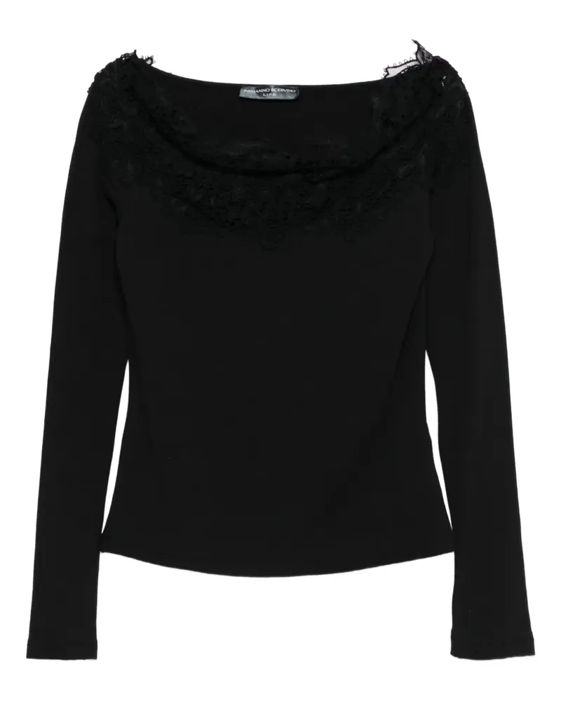 Ermanno Scervino Langarmshirt mit Spitzeneinsatz - Schwarz Schwarz
