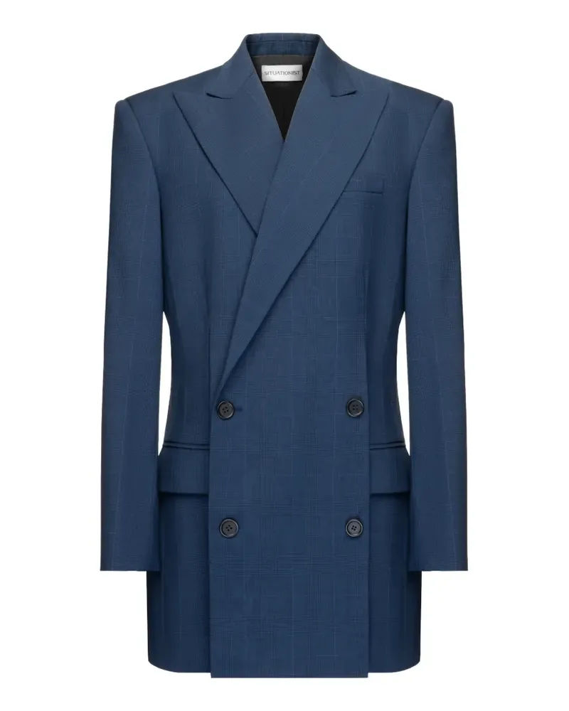 SITUATIONIST double-breasted checked blazer - Blau Blau