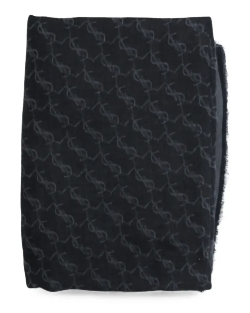 Saint Laurent Cassandre Schal aus Kaschmir und Seiden-Jacquard - Schwarz Schwarz