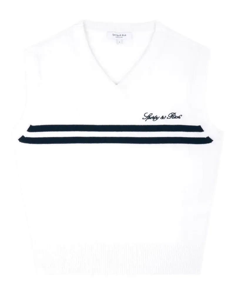 SPORTY & RICH Signature logo-embroidered knitted cotton vest - Weiß Weiß