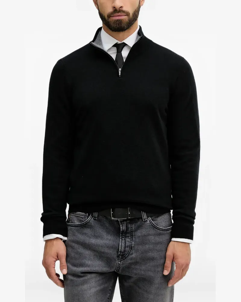 HUGO BOSS Pullover mit Stehkragen - Schwarz Schwarz