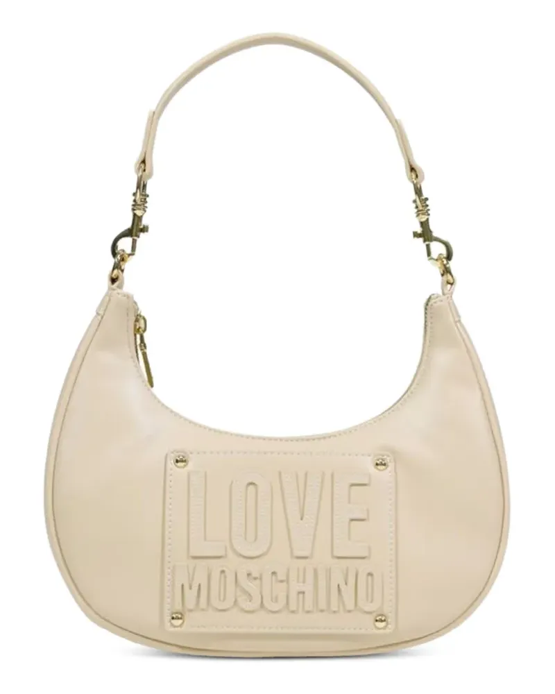 Moschino logo-plaque shoulder bag - Nude Nude