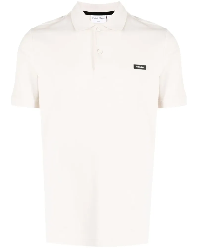 Calvin Klein Poloshirt aus Pikee mit Logo-Patch - Nude Nude