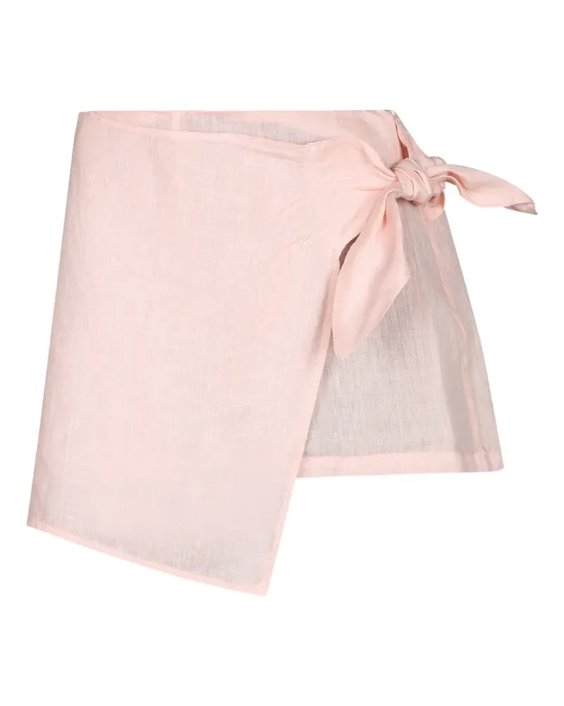 120% Lino wrap-style tie-fastening shorts - Rosa Rosa