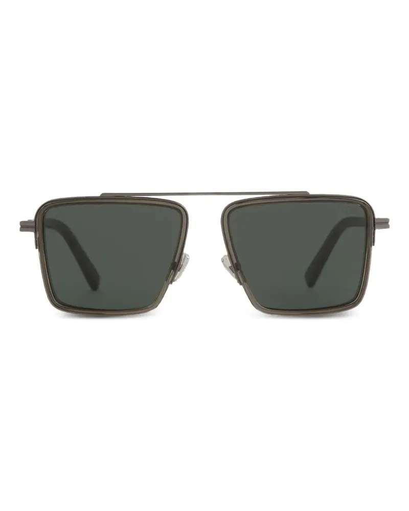 Ermenegildo Zegna Sonnenbrille mit geometrischem Gestell - Grau Grau