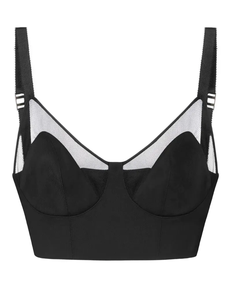 Elisabetta Franchi Cool Oberteil aus Wolle und Tüll - Schwarz Schwarz