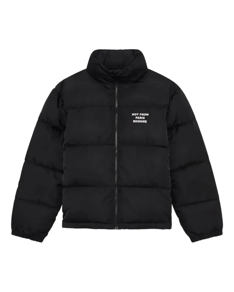 Drôle de Monsieur slogan-print padded jacket - Schwarz Schwarz