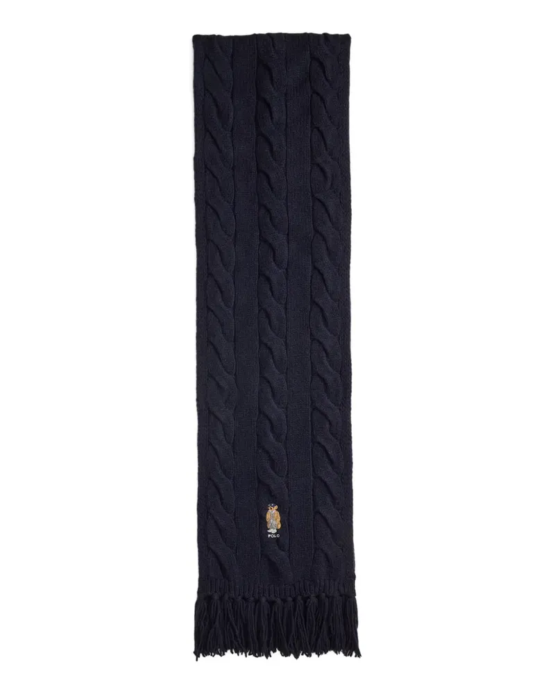 Ralph Lauren Bestickter Schal mit Zopfmuster - Blau Blau