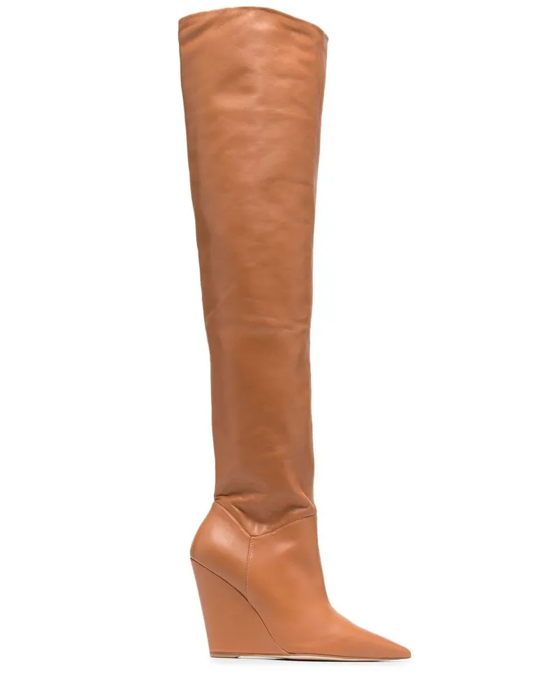 Stuart Weitzman Kniehohe Stiefel mit spitzer Kappe - Nude Nude