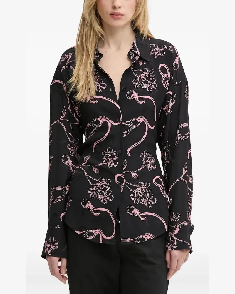 Moschino Hemd mit Blumen-Print - Schwarz Schwarz