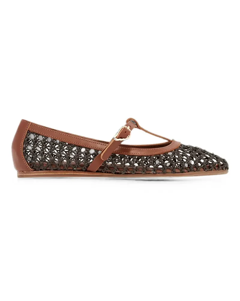 Ancient Greek Sandals Gewebte Aerati Ballerinas mit T-Riemen - Braun Braun