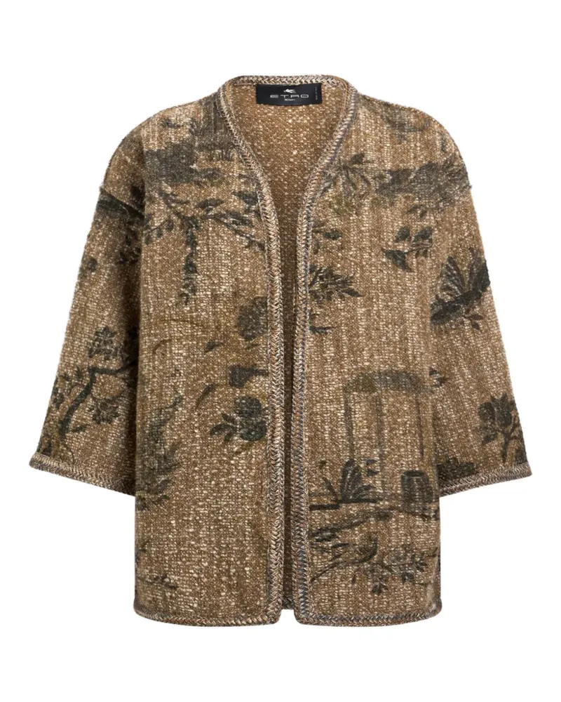 Etro bouclé kesa with flower and animal motif - Nude Nude