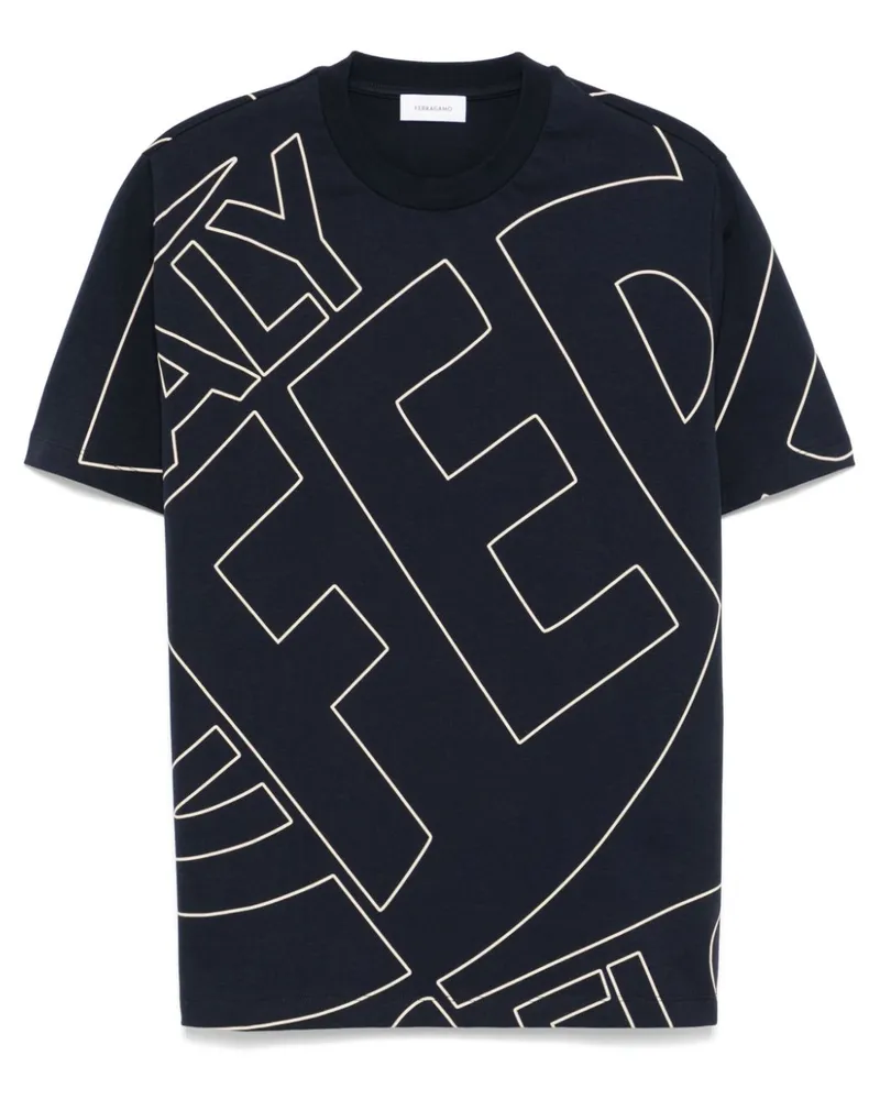 Ferragamo T-Shirt mit grafischem Print - Blau Blau