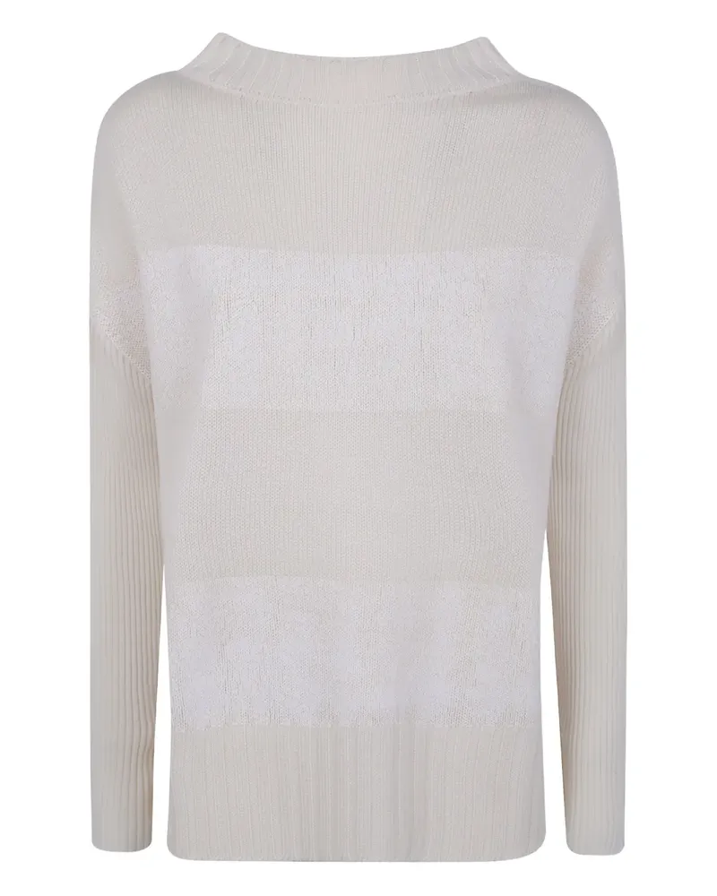 Pier Antonio Gaspari Gerippter Pullover mit Querstreifen - Weiß Weiß