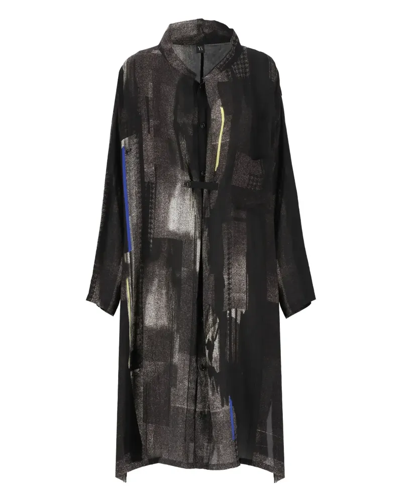 Yohji Yamamoto Geometrisch gemusterter Mantel - Schwarz Schwarz