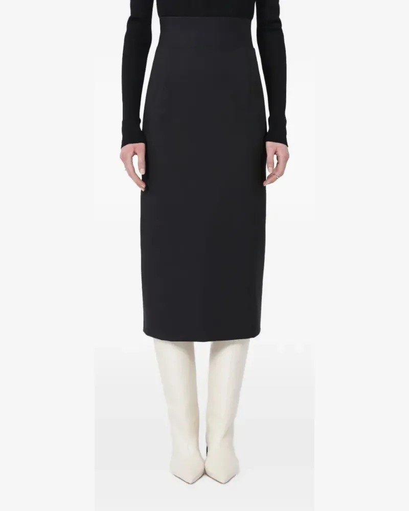 SPORTMAX elasticated-waistband slit midi skirt - Schwarz Schwarz