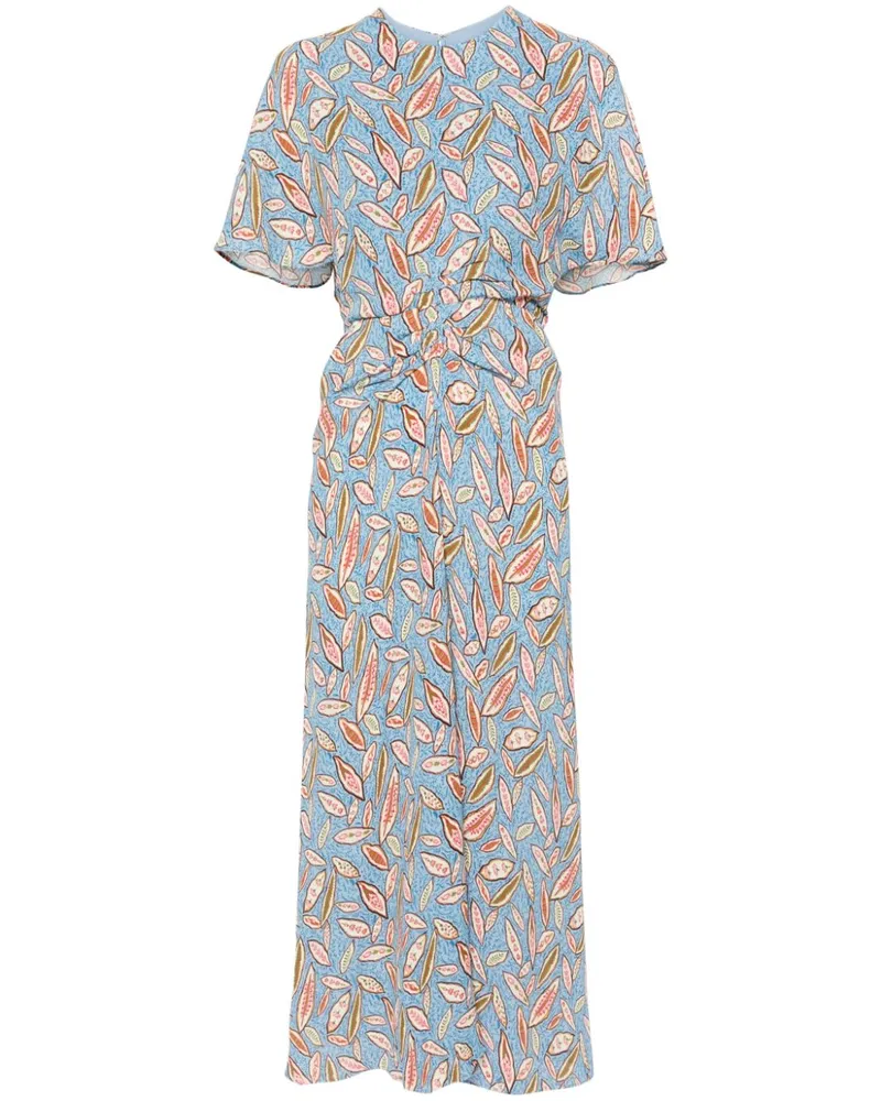 Saloni Isa Midikleid mit Rüschen - Blau Blau