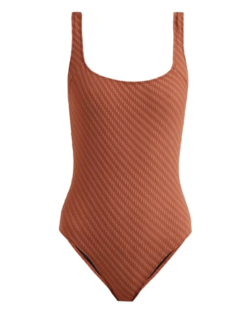 Solid and Striped Strukturierter The Daisy Badeanzug - Braun Braun