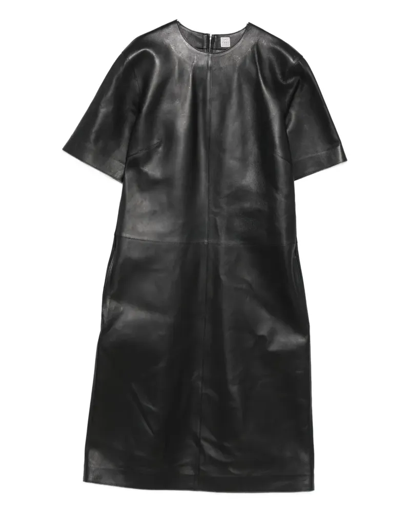 Totême Midikleid aus Leder - Schwarz Schwarz