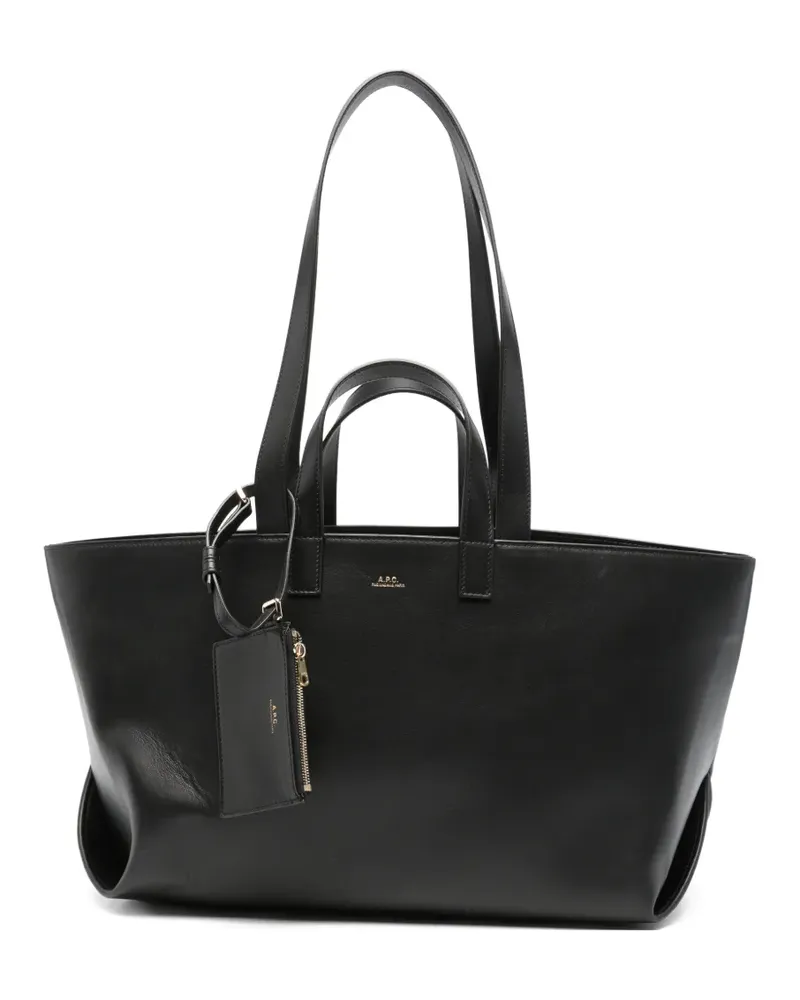A.P.C. Le Drummer logo-stamp leather tote bag - Schwarz Schwarz