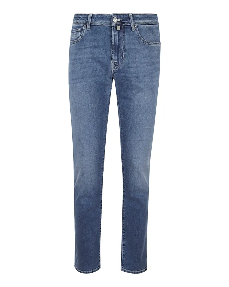 Jacob Cohën logo-embroidered whiskered jeans - Blau Blau