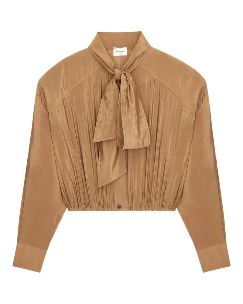 Saint Laurent tie-neck buttoned shirt - Braun Braun