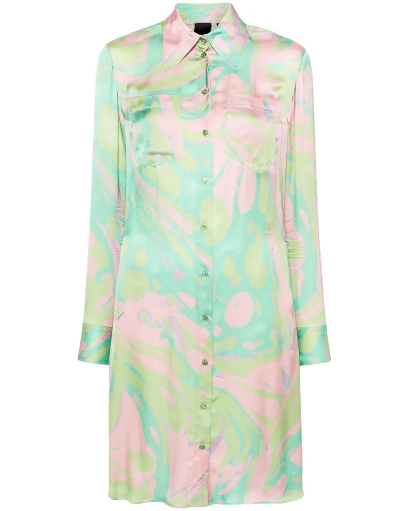 Pinko Hemdkleid mit abstraktem Print - Grün Grün