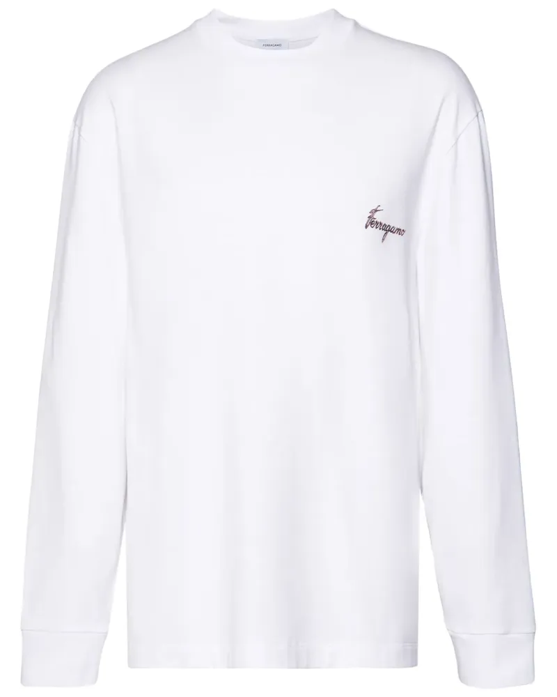 Ferragamo Langarmshirt mit botanischem Print - Weiß Weiß