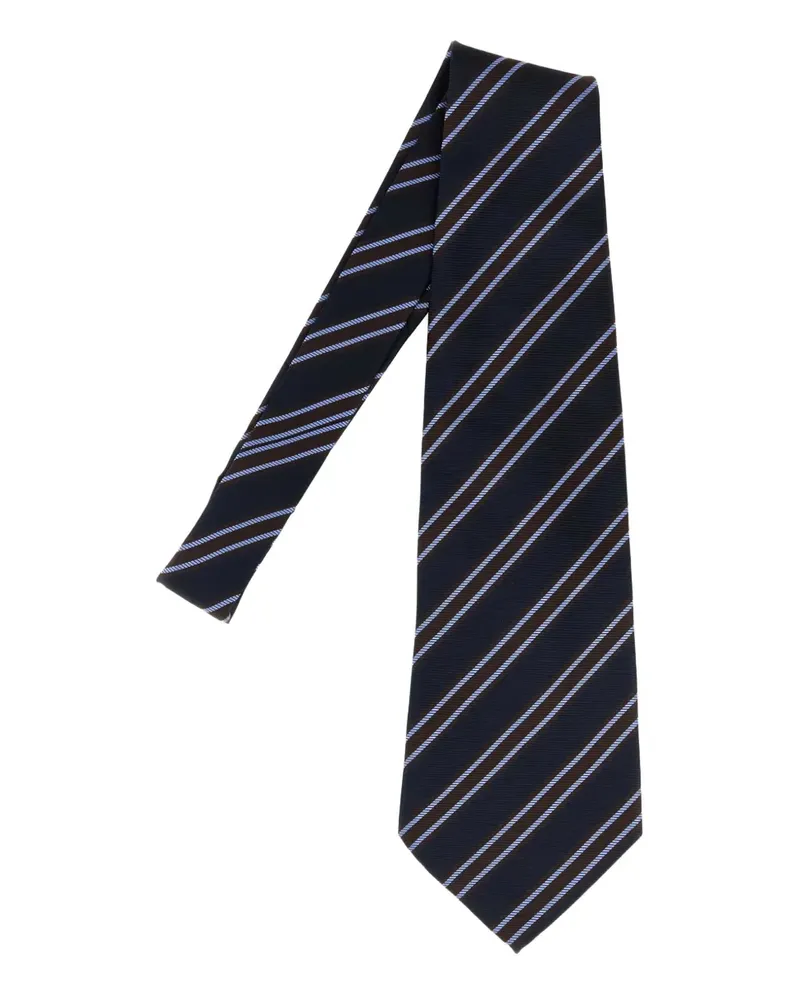 Junya Watanabe Gestreifte Krawatte aus Seide - Blau Blau