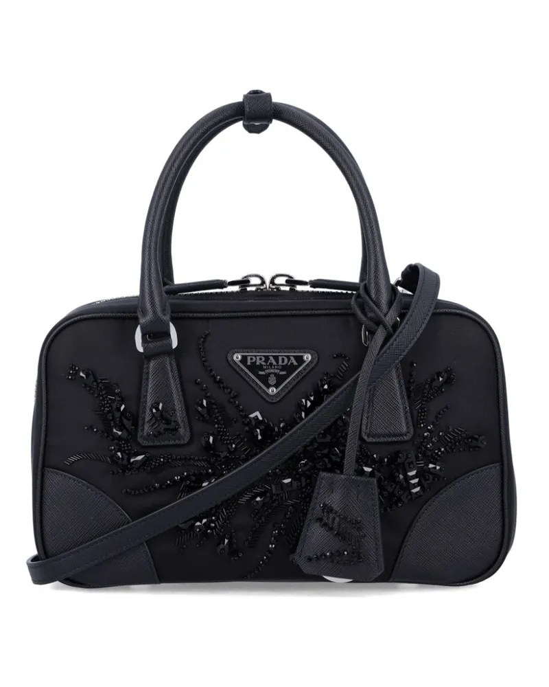 Prada Mini-Tasche mit Stickerei - Schwarz Schwarz