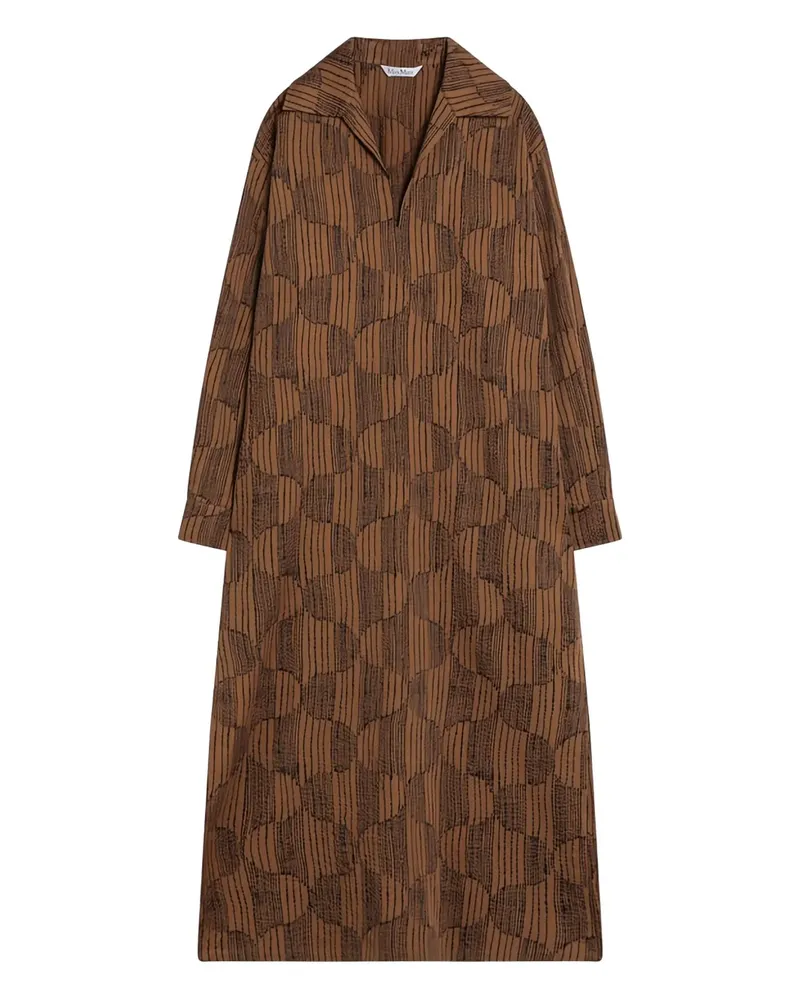 Max Mara Hemdkleid mit geometrischem Print - Braun Braun