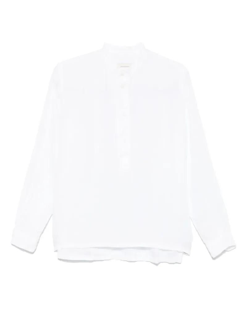 Original Vintage Style Henley-Oberteil aus Leinen - Weiß Weiß
