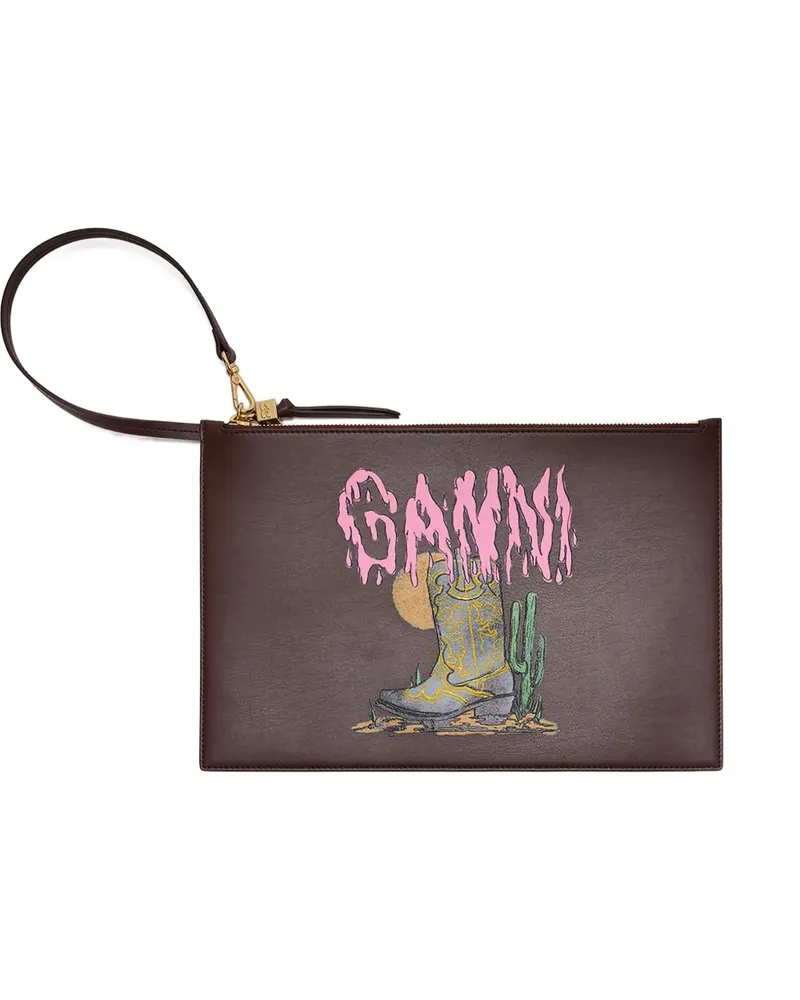 Ganni Clutch mit Reißverschluss - Braun Braun