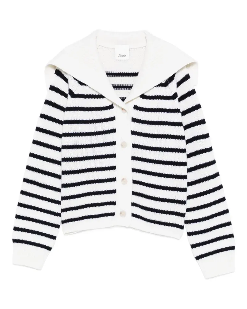 ALLUDE Gestreifter Cardigan - Weiß Weiß