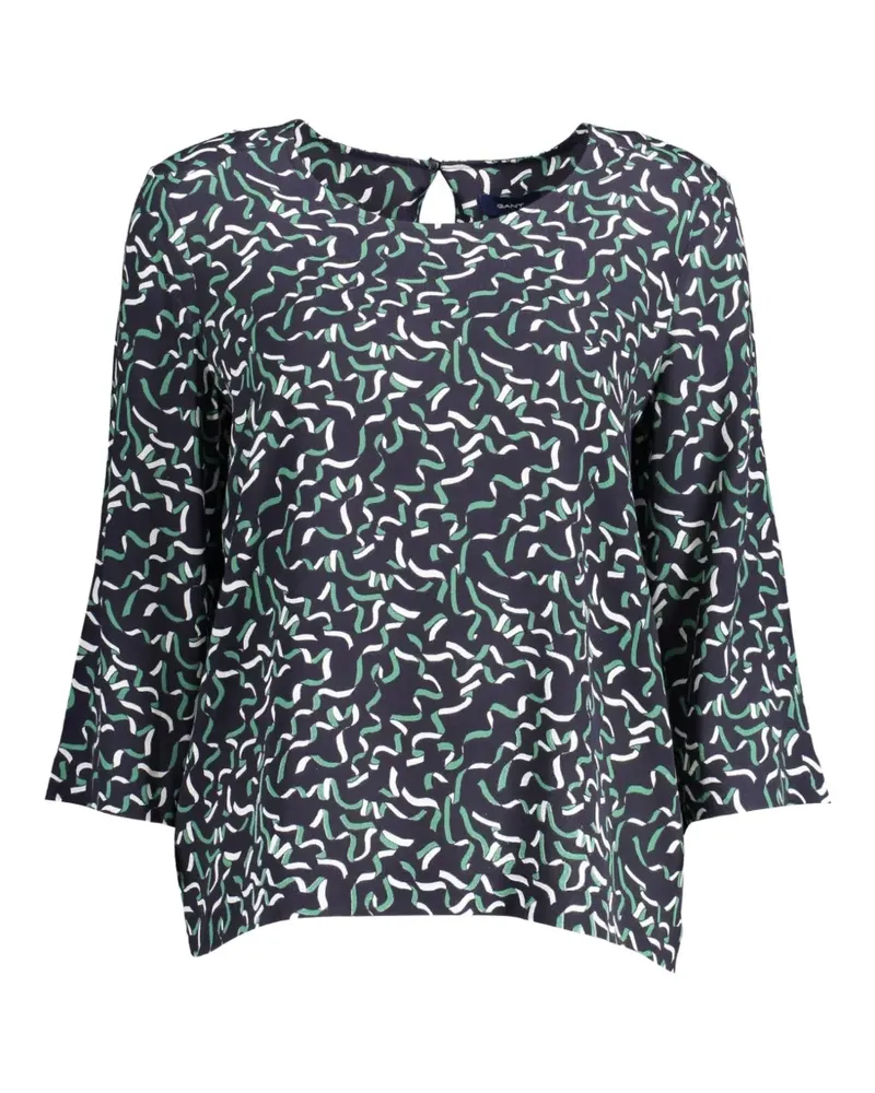 Gant abstract ribbon-print blouse - Blau Blau