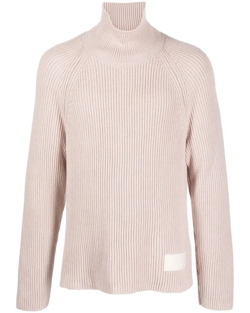 AMI Paris Gerippter Pullover mit Logo-Patch - Rosa Rosa