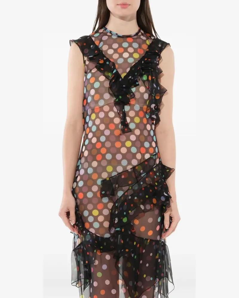 Givenchy Seidenkleid mit bunten Punkten - Schwarz Schwarz