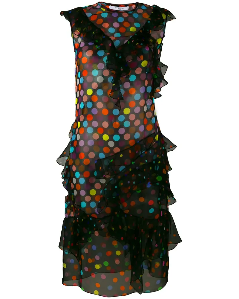 Givenchy Seidenkleid mit bunten Punkten - Schwarz Schwarz