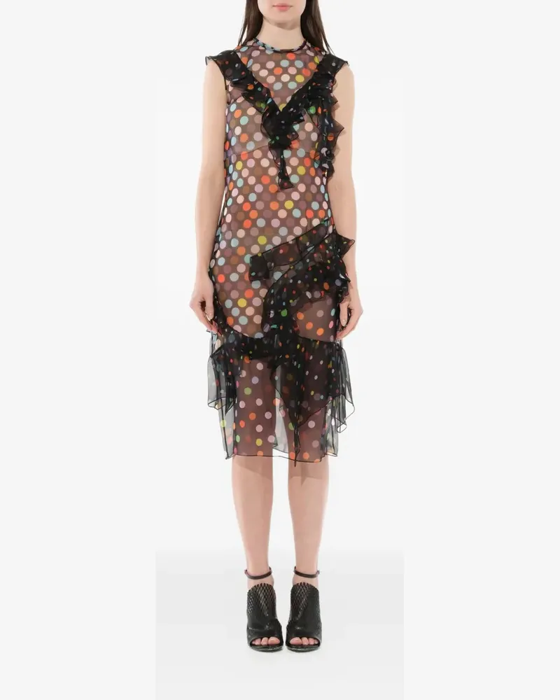 Givenchy Seidenkleid mit bunten Punkten - Schwarz Schwarz