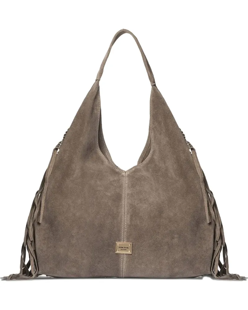 MARC ELLIS fringed logo-detail tote bag - Nude Nude