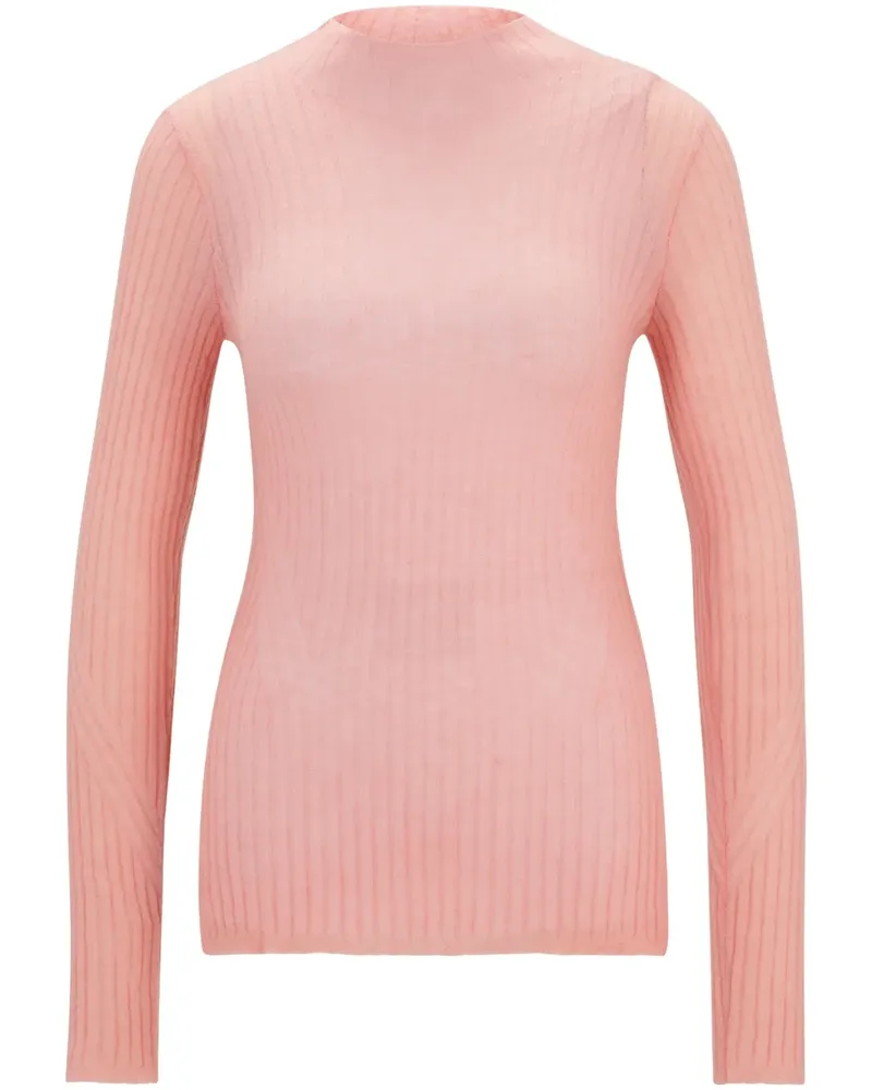 HUGO BOSS Gerippter Pullover mit Stehkragen - Rosa Rosa
