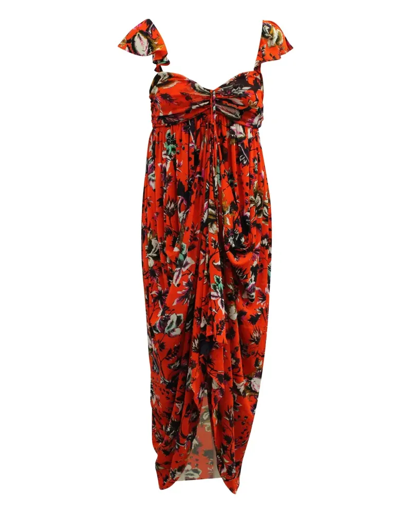 Diane von Furstenberg floral-print draped dress - Orange Orange