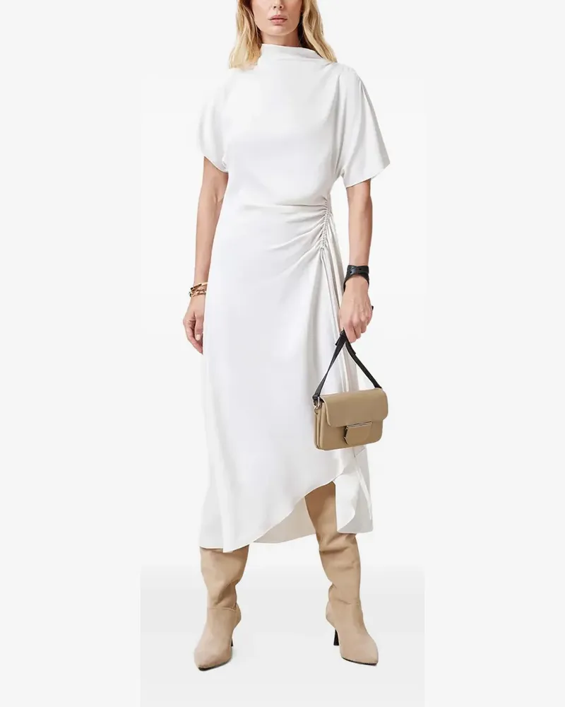 AllSaints Gerafftes Rosie Kleid mit Stehkragen - Weiß Weiß