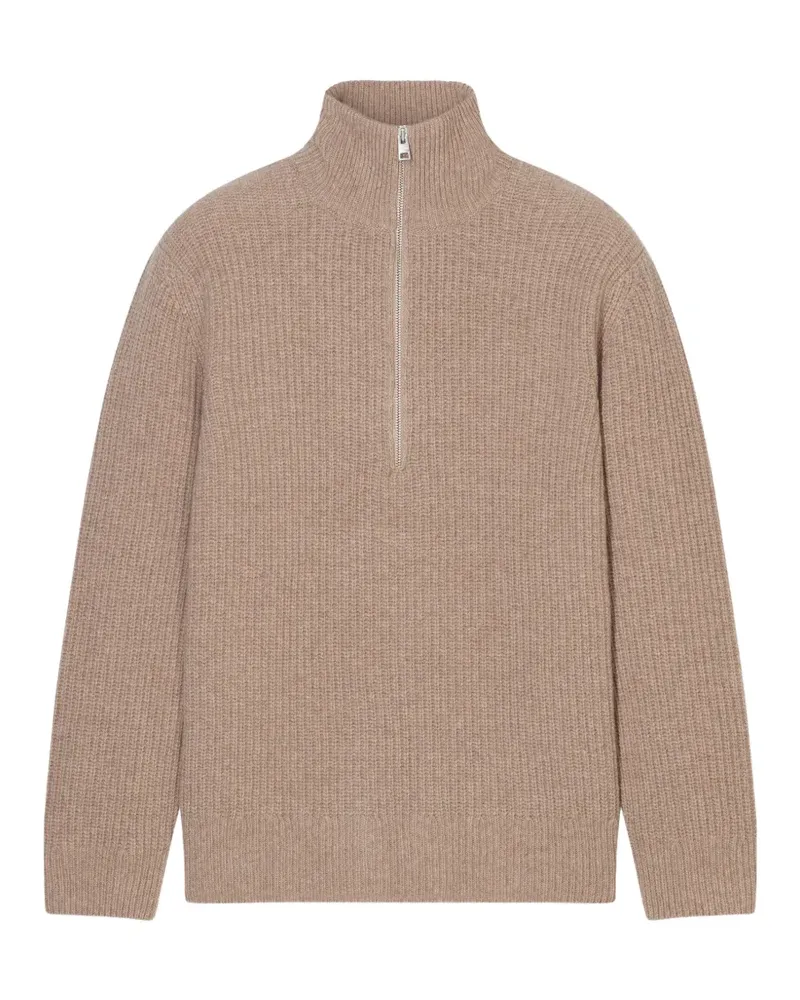 Closed ribbed-knit half-zip sweater - Nude Nude