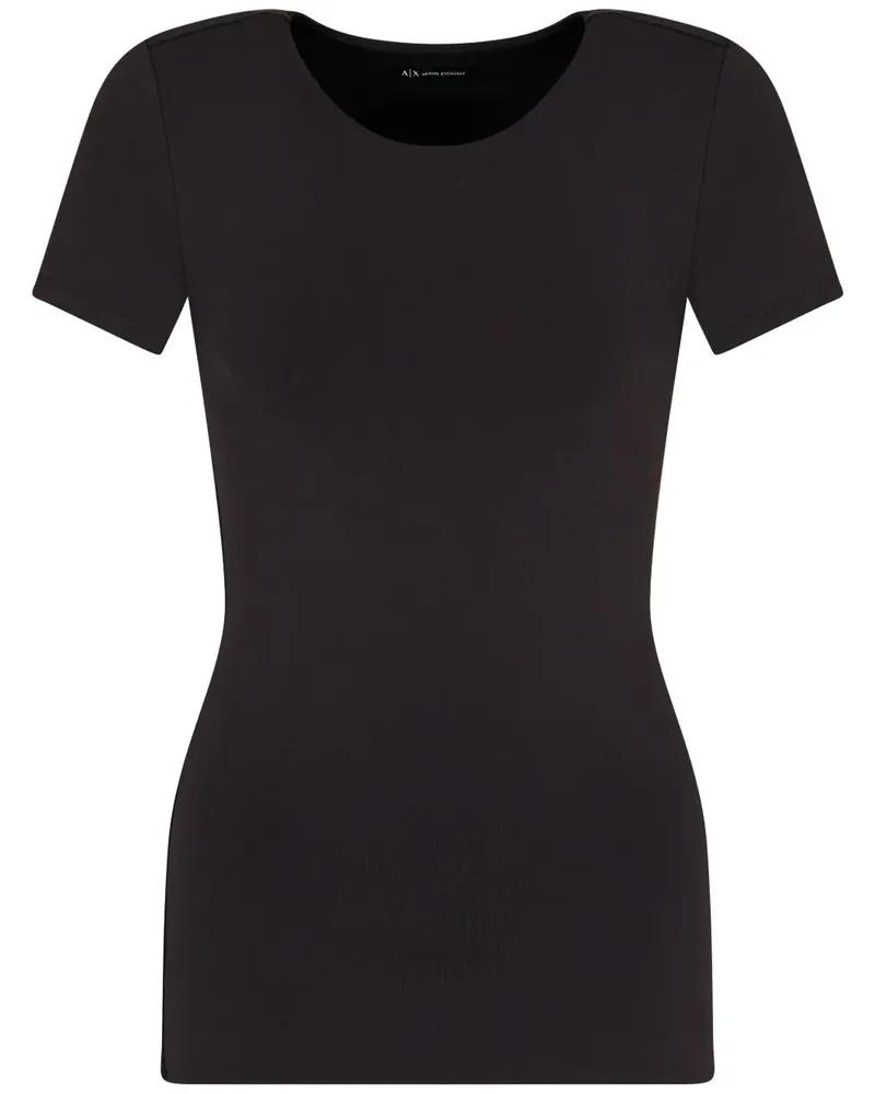Armani Exchange T-Shirt mit Logo-Stickerei - Schwarz Schwarz