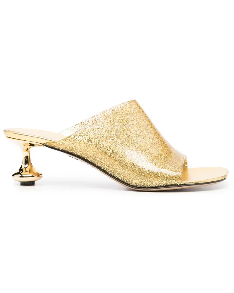 Loewe Toy Mules mit Glittern 45mm - Gold Gold