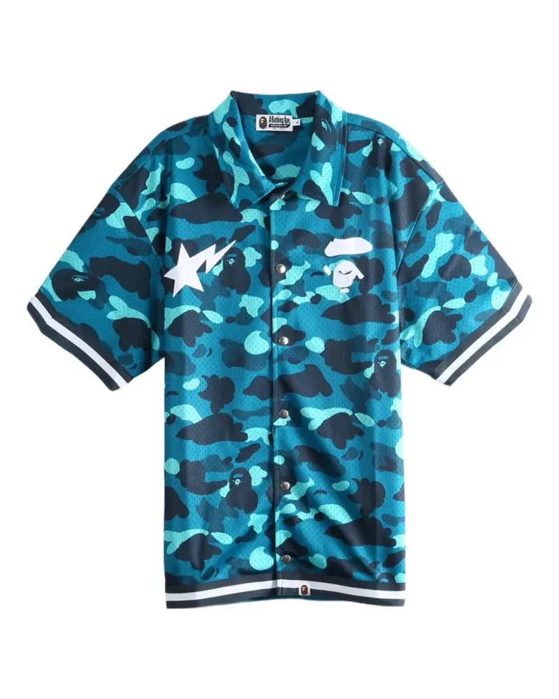 BAPE T-Shirt mit Camouflage-Print - Blau Blau