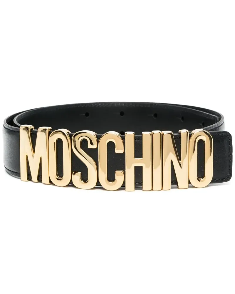 Moschino Gürtel mit Logo-Schild - Schwarz Schwarz