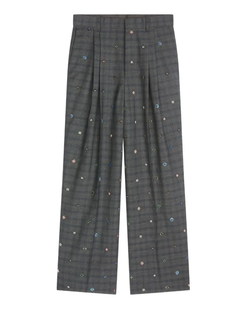 Dries van Noten Bestickte Straight-Leg-Hose - Grau Grau