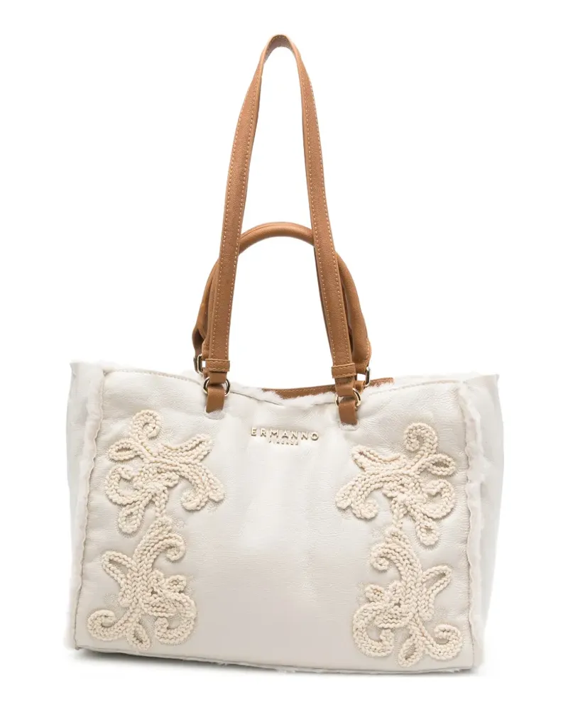 Ermanno Scervino Kleine Barbara Tote Bag mit Blumenstickerei - Nude Nude